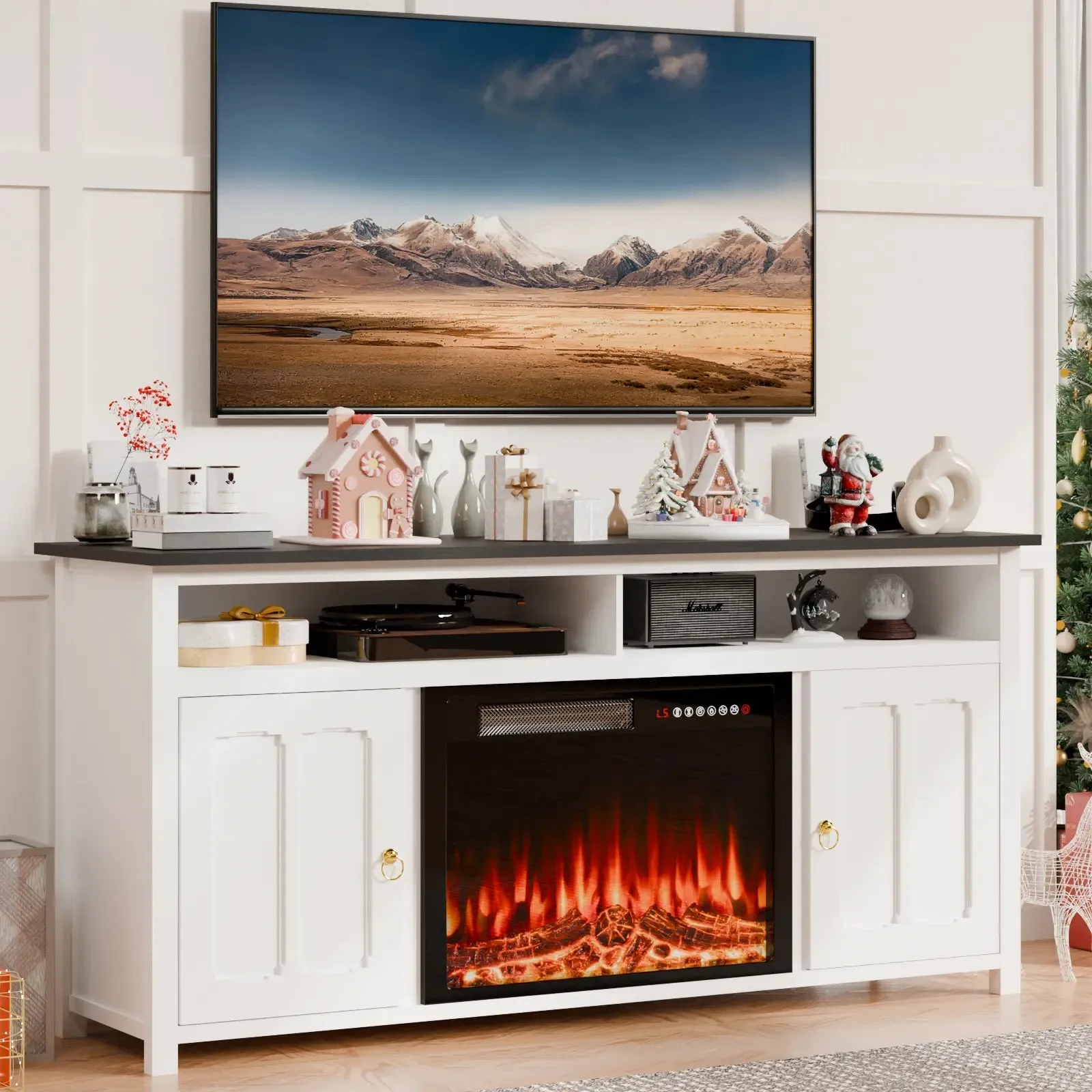 Vitesse 58" Fireplace TV Stand for TVs up to 65", Entertainment Center with 23" Electric Fireplace