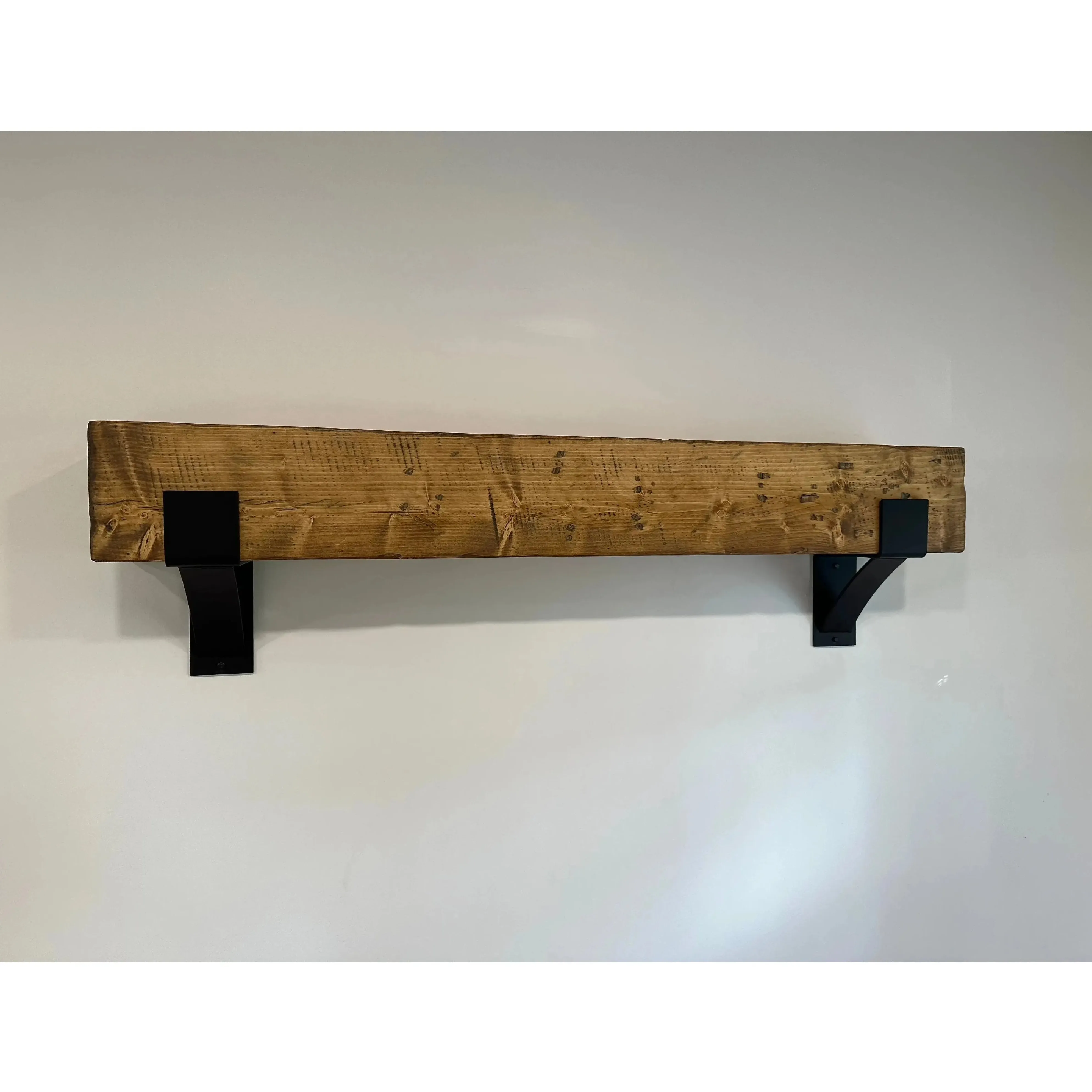 Wooden Mantel and Steel Bracket Kit