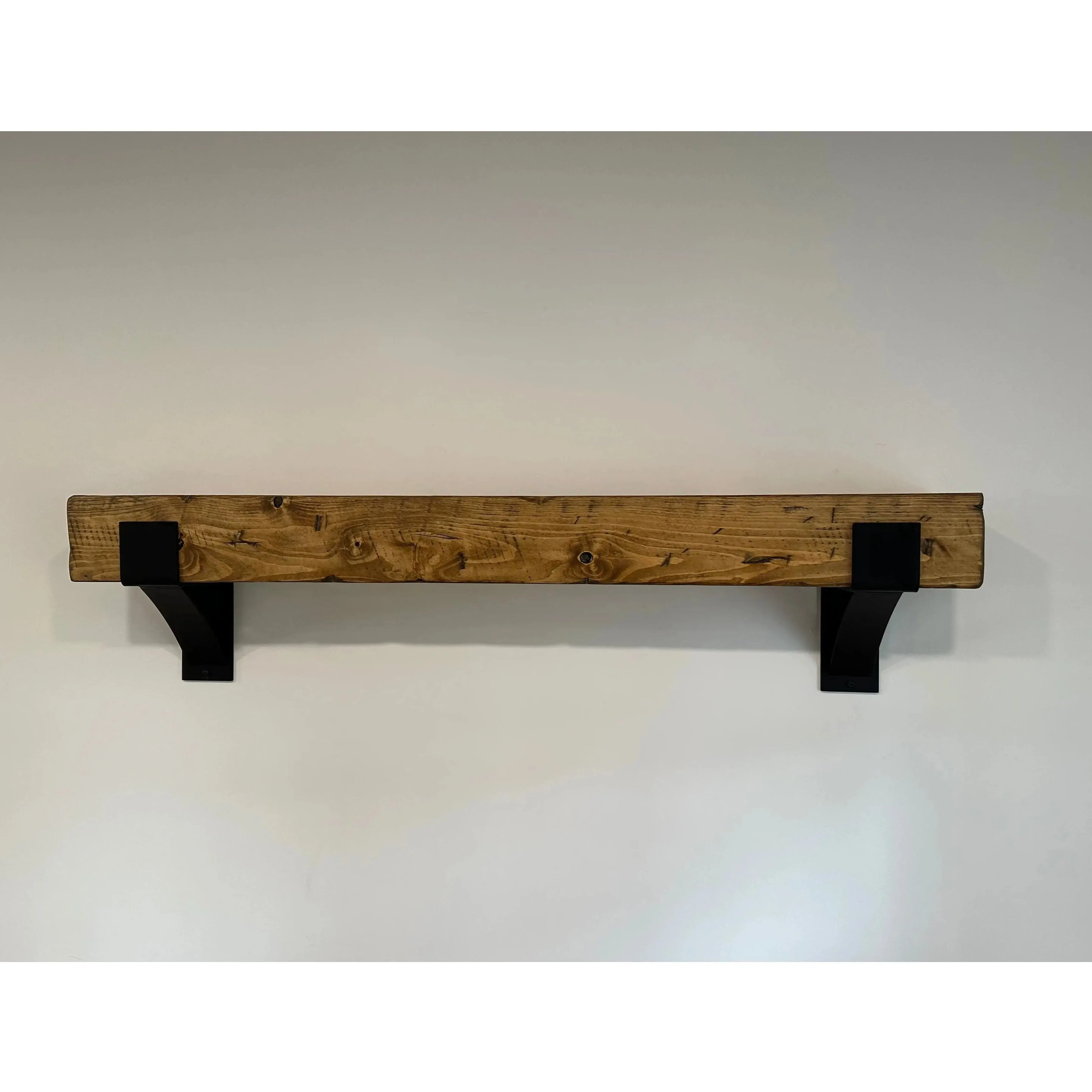 Wooden Mantel and Steel Bracket Kit