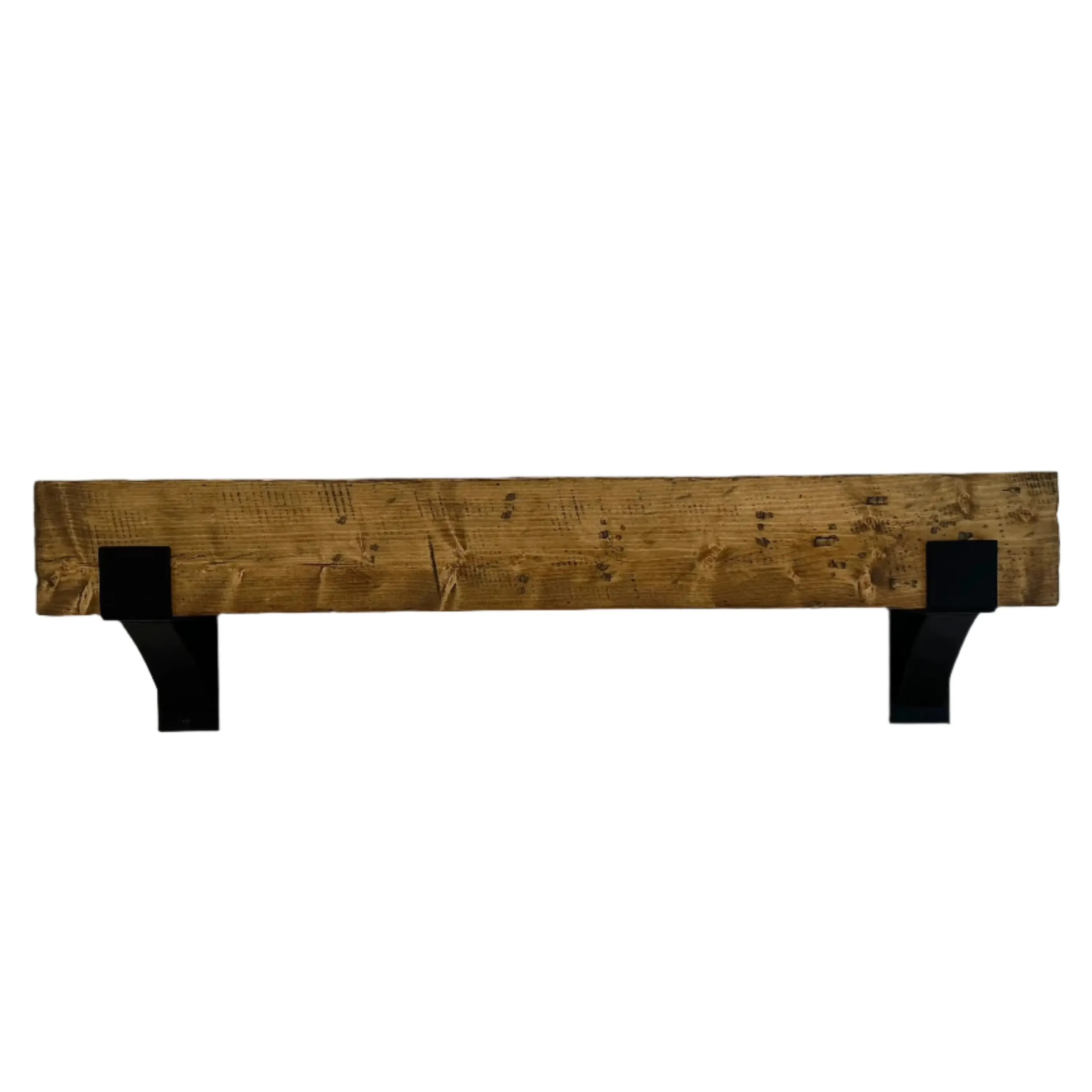 Wooden Mantel and Steel Bracket Kit