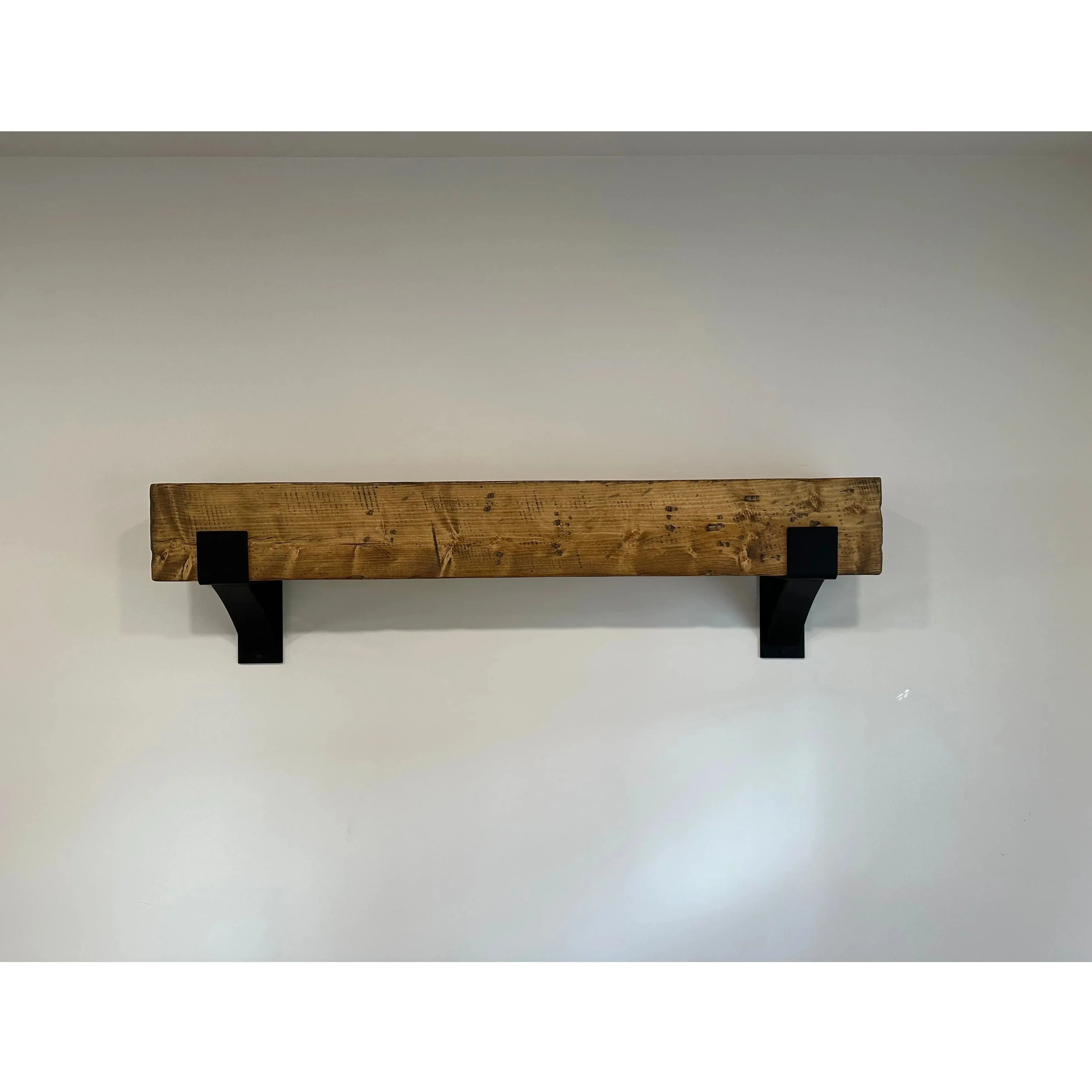 Wooden Mantel and Steel Bracket Kit